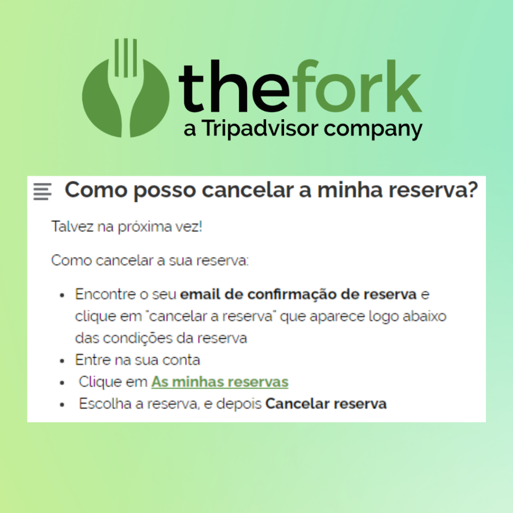 Como cancelar a reserva no the fork.